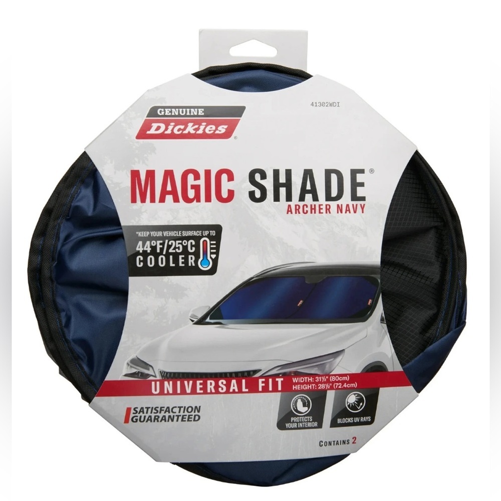 New! Genuine Dickies Magic Shade 2 Piece Universal Car Windshield Sunshade